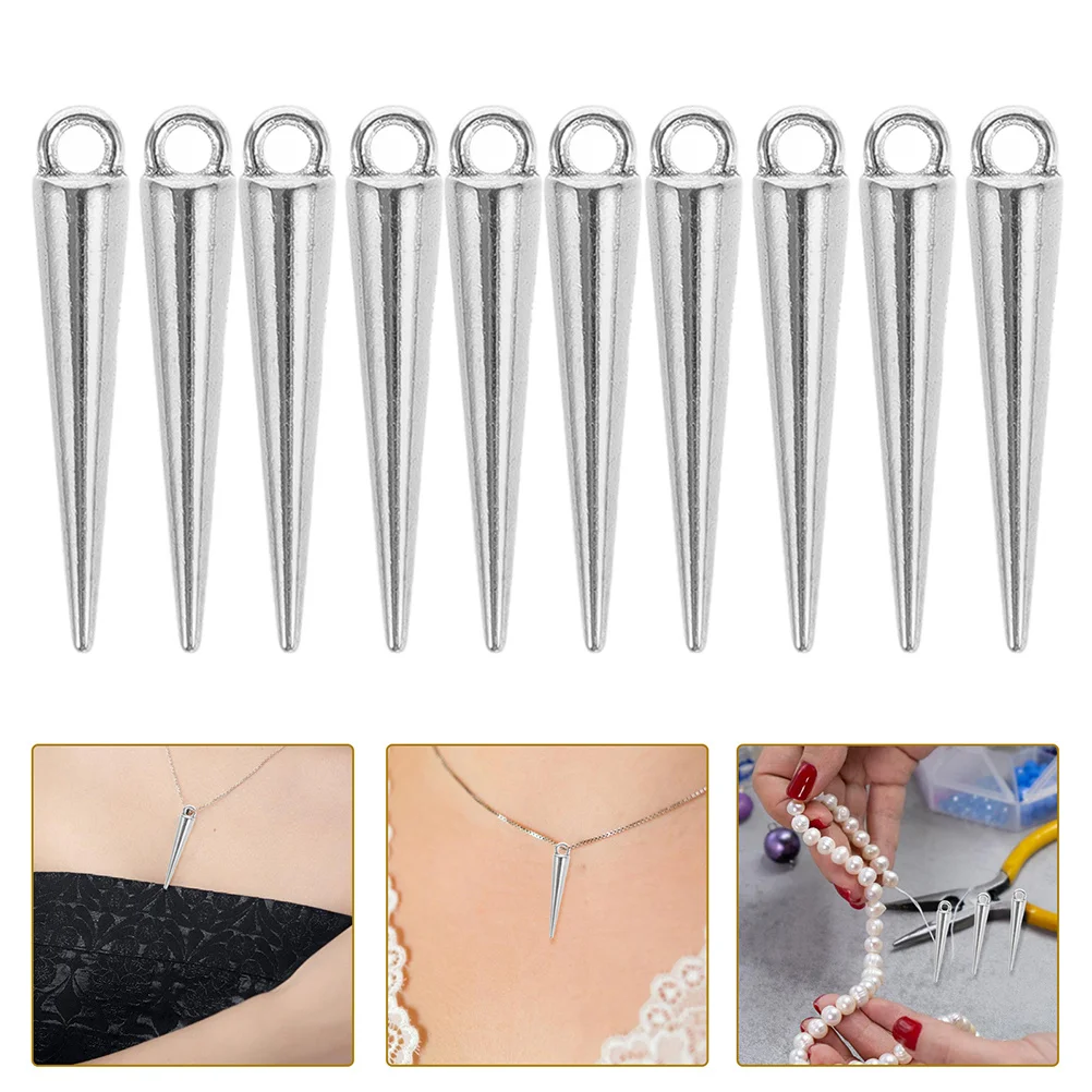 

40Pcs Bulk Zinc Alloy Cone Pendant Charms Punk Spike Style DIY Jewelry Accessories Keychains Bracelets Long Spike Pendants