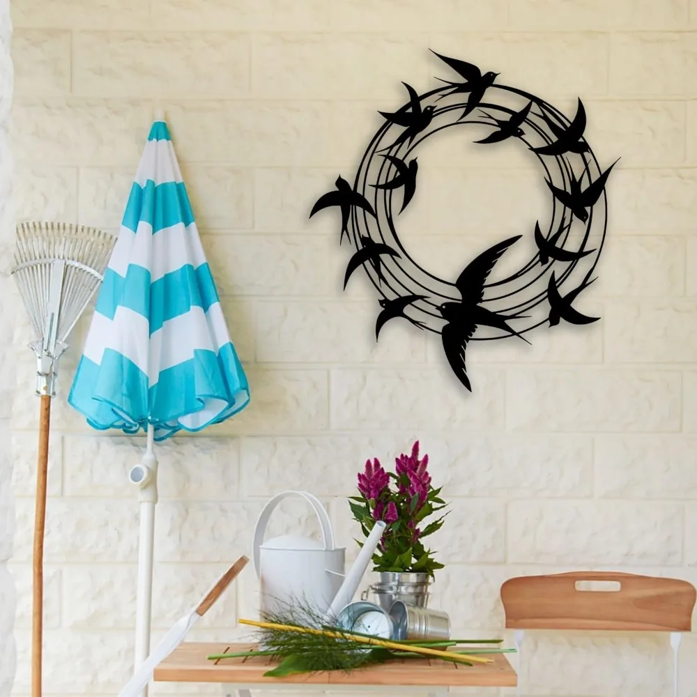 CIFBUY Metal Wall Art Flying Bird Iron Craft Home Decor For Living Room Bedroom Office Outdoor Yard Garden Wall Decoration Black