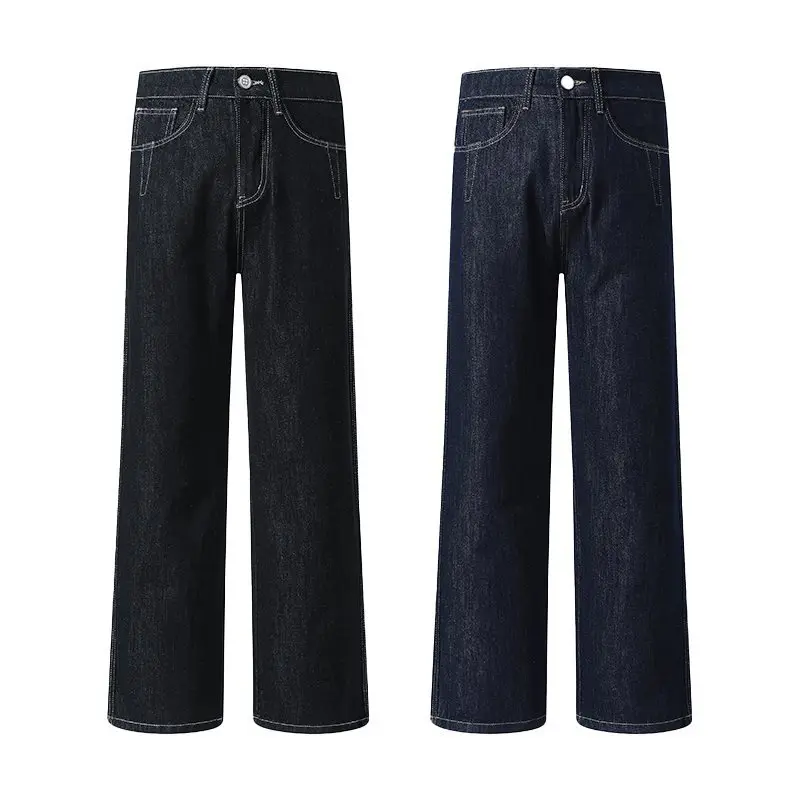 

Soft Casual Bla American Sle Straight Leg Jeans Men Women Retro Straight Leg Pants Autumn New Arrival Teenager Loose Fit