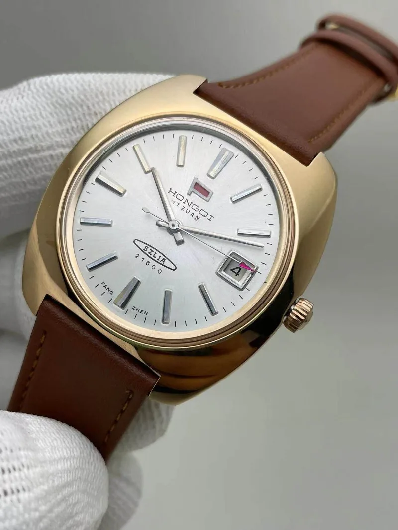 Red Flag Brand Watch, Rose Gold Case, Abalone Case, Large Three-pin Single Calendar Manual Mechanical Watch - view 3