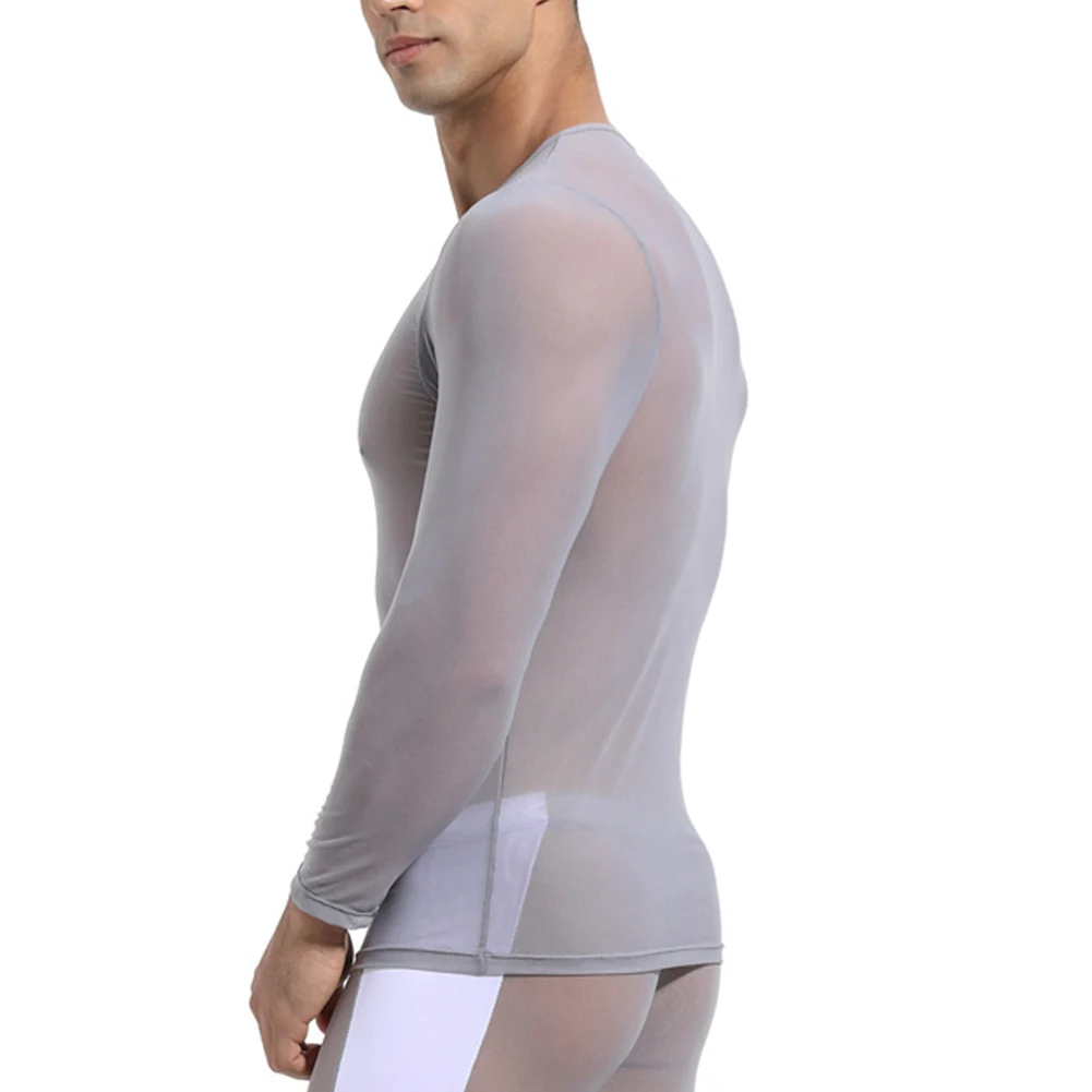 T Shirts For Men Men Tops Tshirts With Long Sleeves Casual Cycling High Elastic Men\'s Mesh Running Streetwear