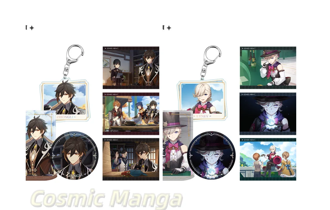 

Genuine Genshin Impact Lyney Kaedehara Kazuha Cosplay Acrylic Stand Pendant Card Badge Set Figures Halloween MiHoYo Official