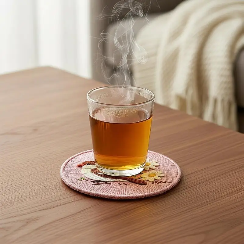 Imitation Woven Heat-insulating Coaster Placemat Round Style Anti-scalding Non-slip Home Dining Table Mat Creative Tea Mat