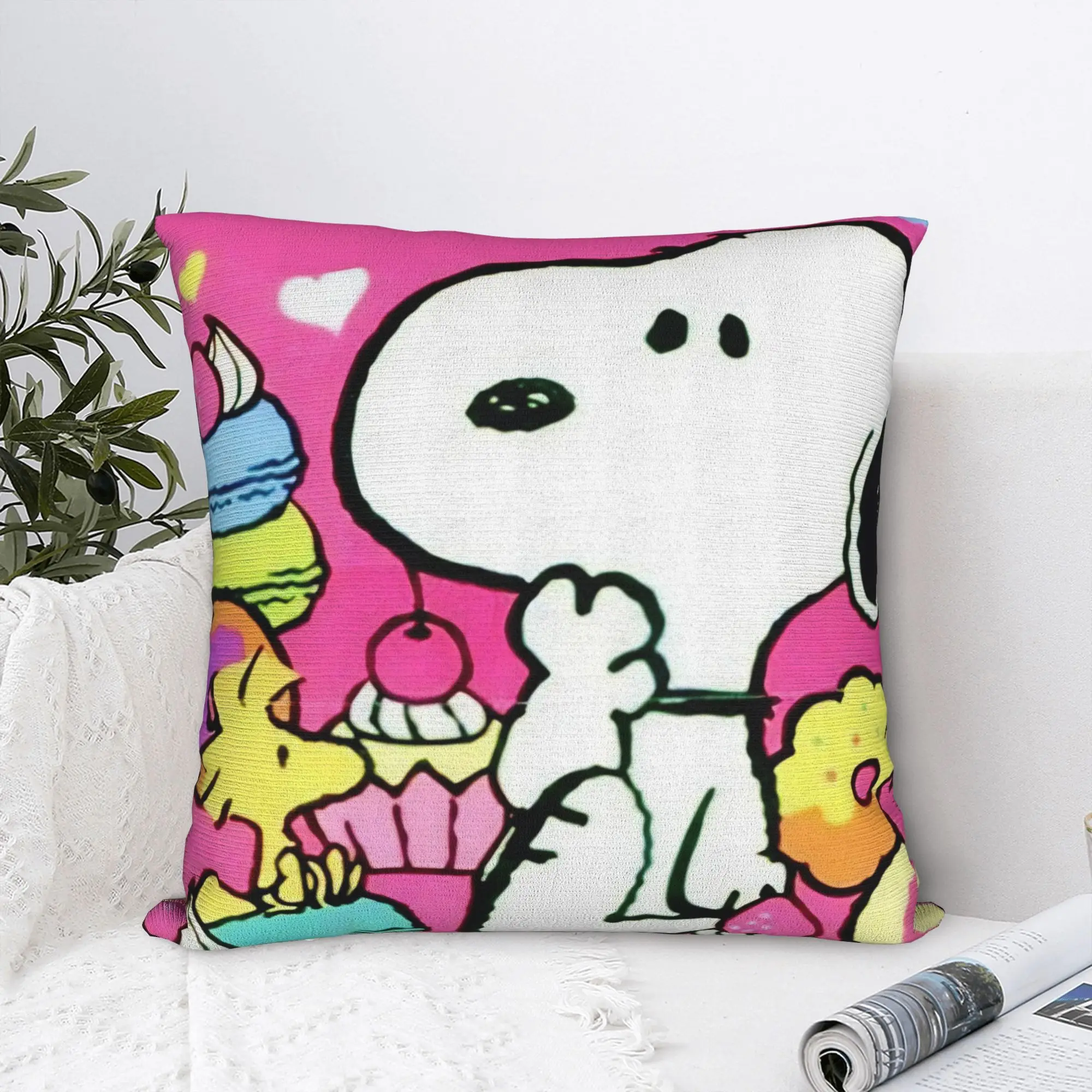 Lovely Dog S-Snoopys Square Pillow Case  Cushion Covers Creative Polyester Decorative Pillowcase for Car 18
