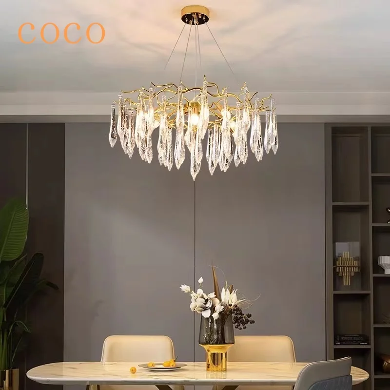 

Modern Personality Creative Glass Flame Ceiling Deluxe Light Postmodern Gold Chandelier Home Decoration Restaurant Decoration