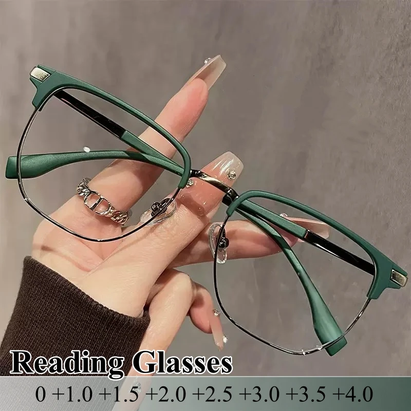 Fashion Cat Eye Metal Eyeglasses Women Men Anti Blue Light Glasses Big Frame Computer Office Goggles Optical Eyeglasses