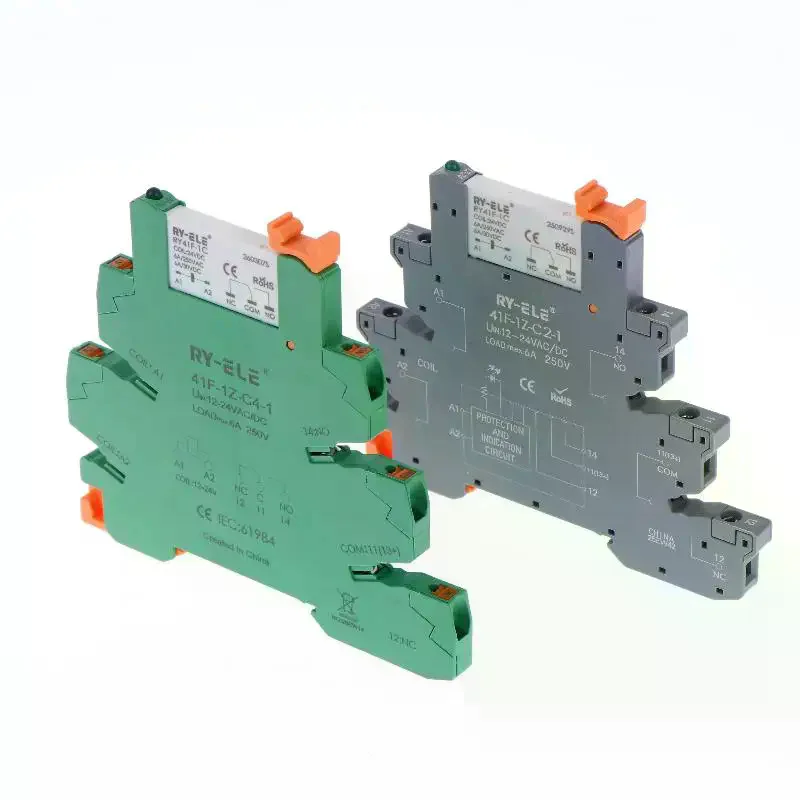 RY41F-1C Ultra-Thin Intermediate Relay - Slim Profile Electromagnetic Relay Module, Compatible With Hongfa RSL Base