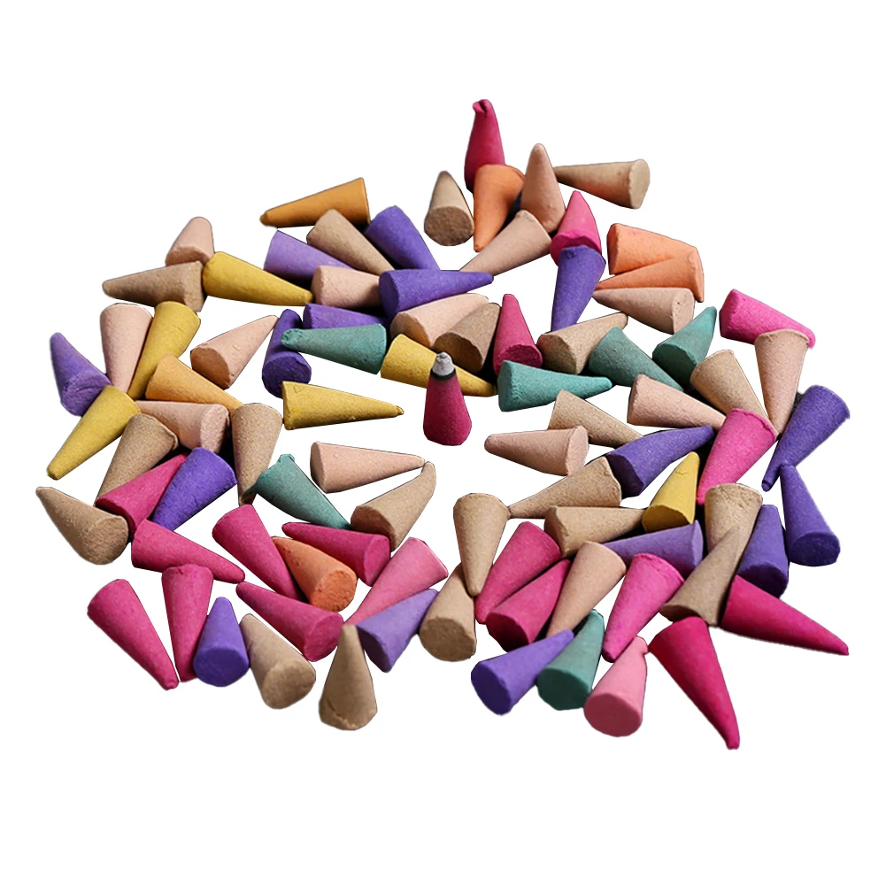 60Pcs Incense Cones Colorful Fragrance Incense Cones Anxiety Relief Natural Scents Cones for Meditation Relaxation