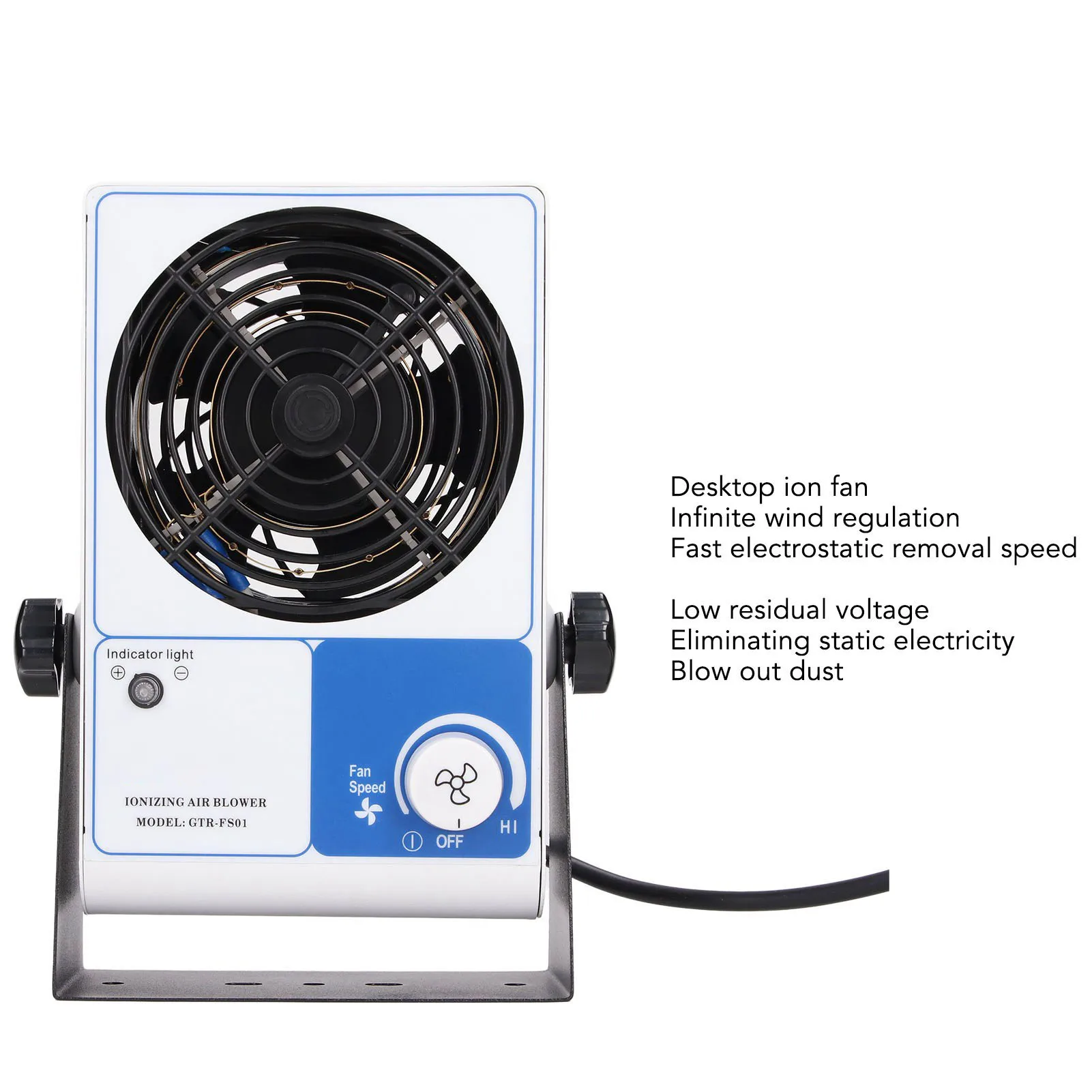 ESD Ionizing Fan, Desktop Ionizing Air Blower Industrial Anti Static Dust Removal Adjustable ESD Ionizer Fan for Production Line