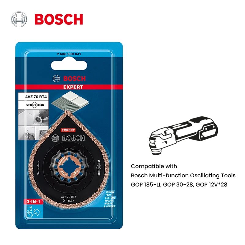Bosch AVZ 70 RT4 Carbide Grout Blade, Starlock No-Slip Mount, Oscillating Multi Tool Accessory for Grout Removal