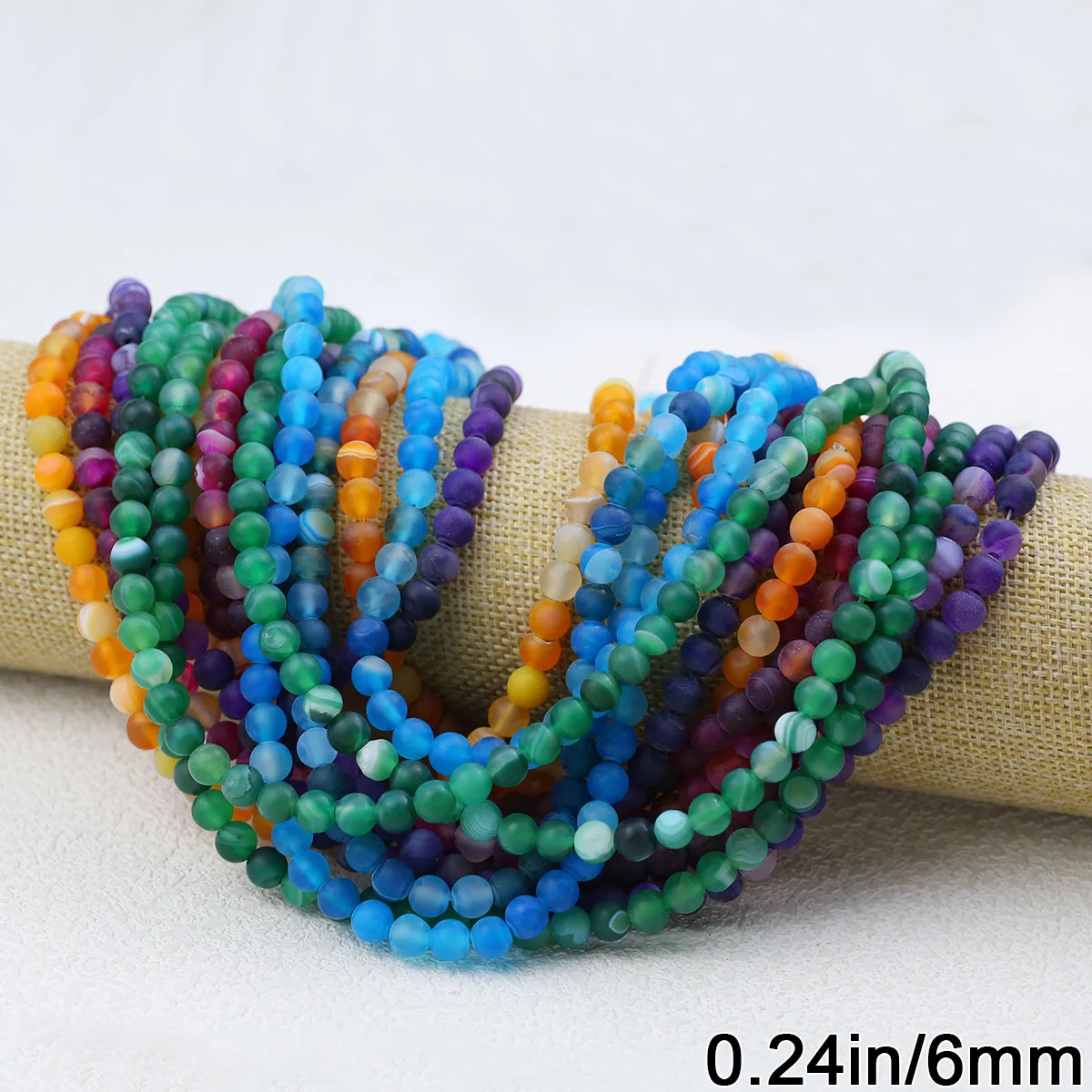6mm Multi-color Frosted Striped Stone Bead Round Carnelian Loose Beads For Jewelry Making Bracelets Pendants DIY Accessories