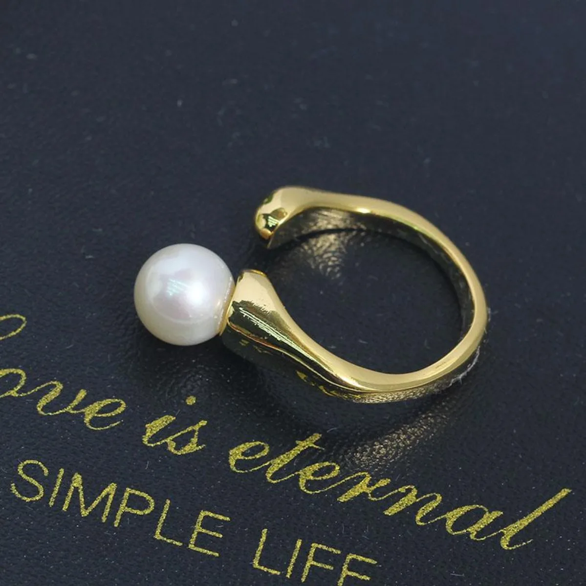 Luxury High‑End Niche Brass 14K Gold Plated Minimalist Plain Open Ring Blank Setting Handmade Supplies For DIY Pearl Ring Findin