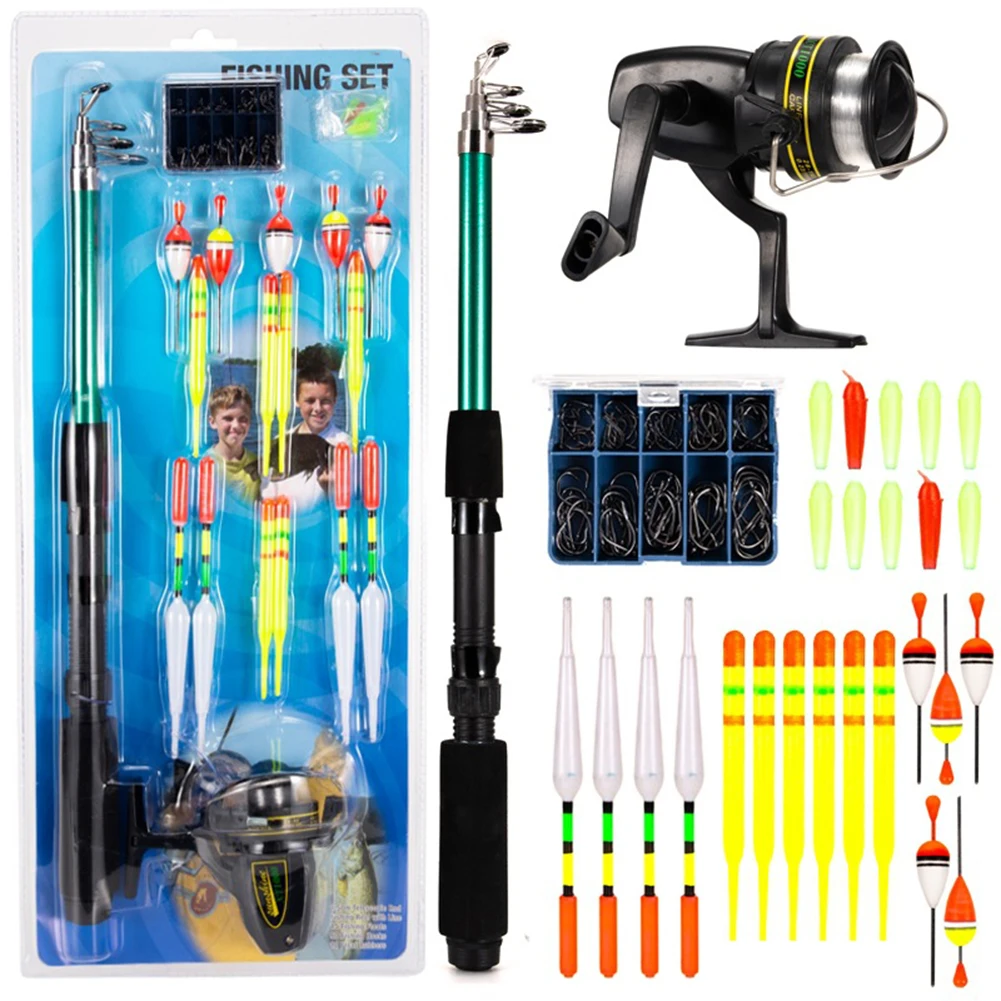 127 Pcs Sea Fishing Rod Suit Telescopic Fishing Rod Pole Fishing Gear Kit with Reel Hook Soft Tube Float Accessories Novice Set