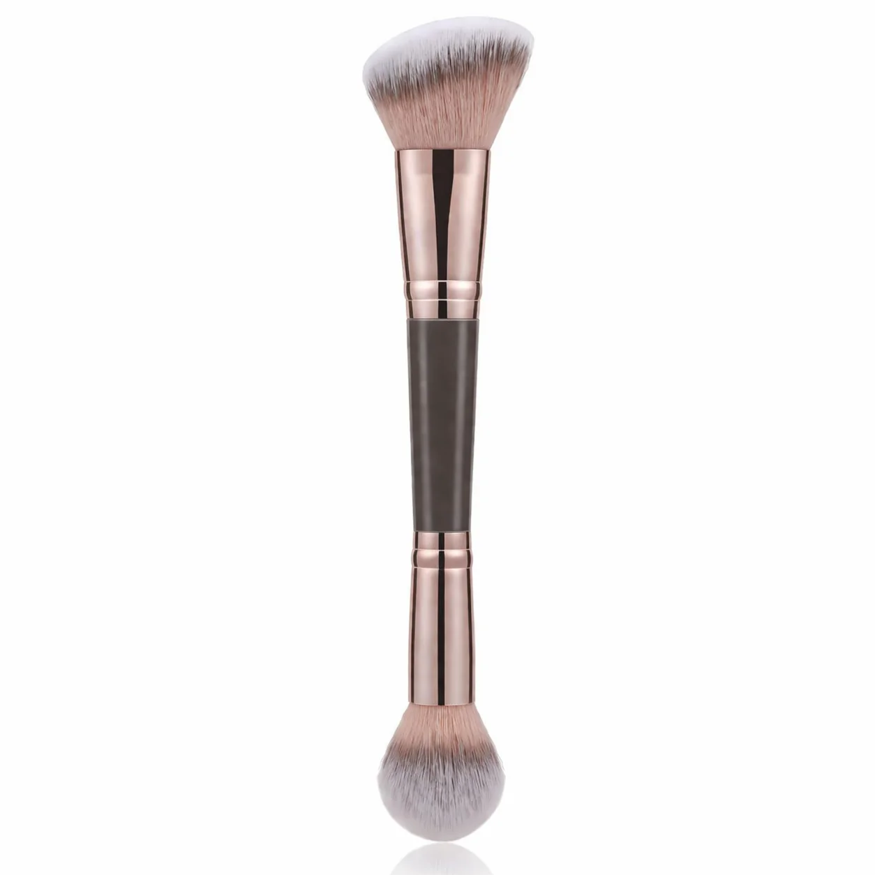 Double Ended Bronzer Brush Angled & Round Contour Brushes for Beauty Blending Liquid Powder, Concealer Cream Cosmetics Blush