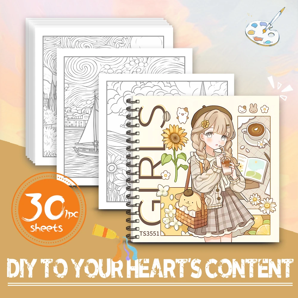 كتاب تلوين كرتوني للبنات، كتاب تلوين للمراهقين، أنماط مختلفة، ورق ثقيل 100 جرام، تخفيف التوتر، هدية عيد ميلاد