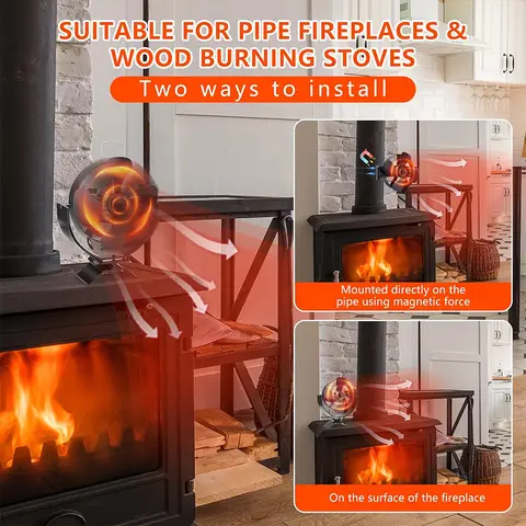 4-bladig värmedriven spisfläkt 360 graders roterande kaminfläkt vedeldad vedeldad miljövänlig fläkt tyst värmare effektiv värmefördelning för hemmet 10 best sales öppen spis med fläkt - №6