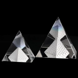 Energy Healing Hollow Crystal Glass Egypt Pyramid Fengshui Figurines Chakra Healing Miniature Home Decoration Accessories