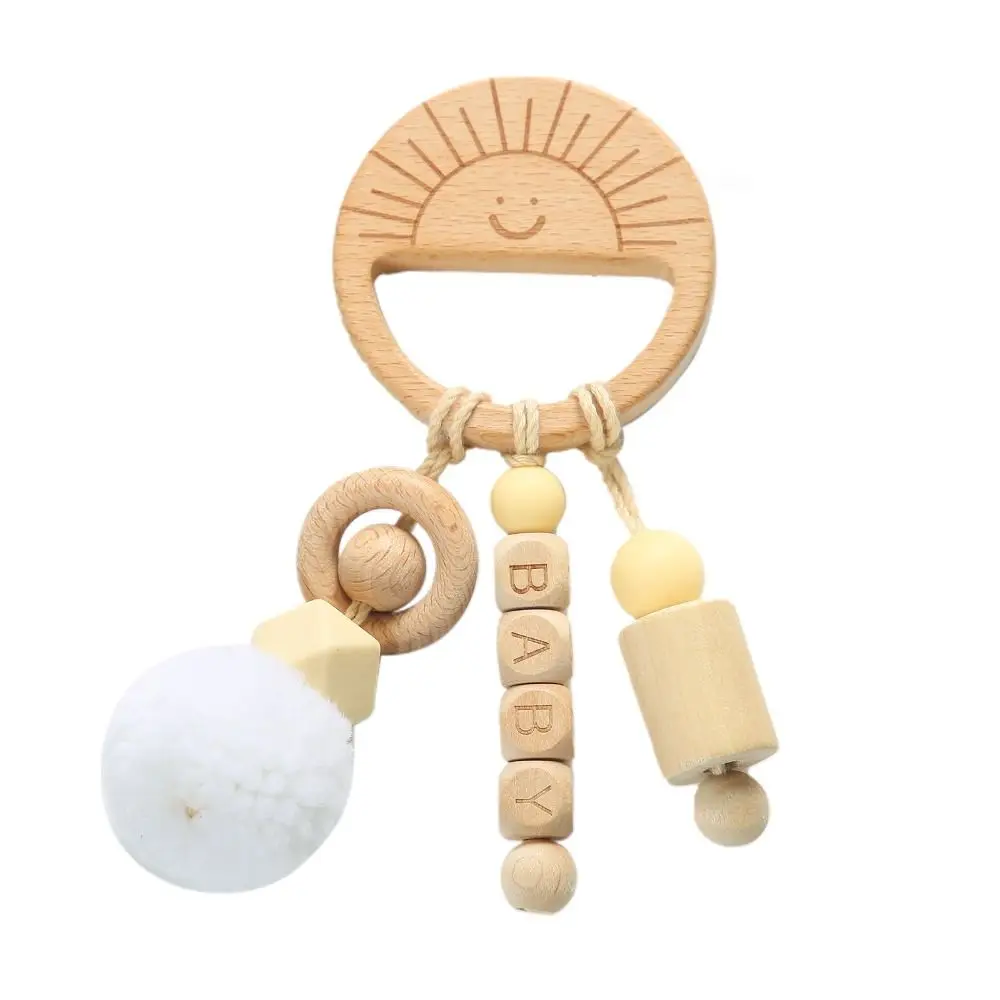 Anti-lost Wooden Baby Rattle Toy Handmade Adjustable Handbell Rattle Toy Montessori Silicone Wooden Rings Toy Baby