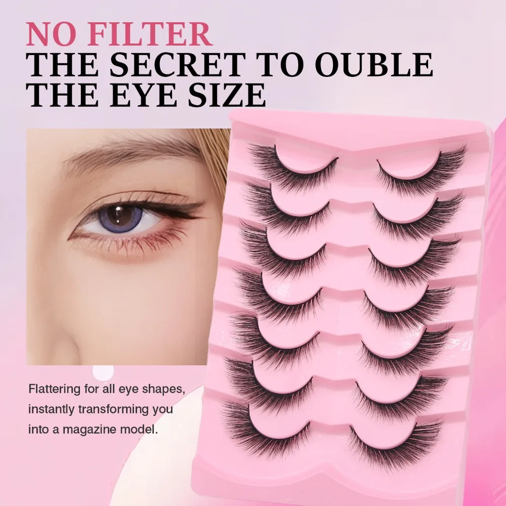 3/10 Paar 3D-Katzenaugen-Wimpern, natürliche lange falsche Wimpern mit geflügelten Enden, gefälschte Manga-Wimpern, Wimpernverlängerungen, Frauen-Make-up-Werkzeug