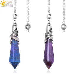 CSJA Dragon Crystals Pendulums for Dowsing Natural Stone Quartz Pendant Divination Pendulum 12 Faceted Balancing Pendulo H024