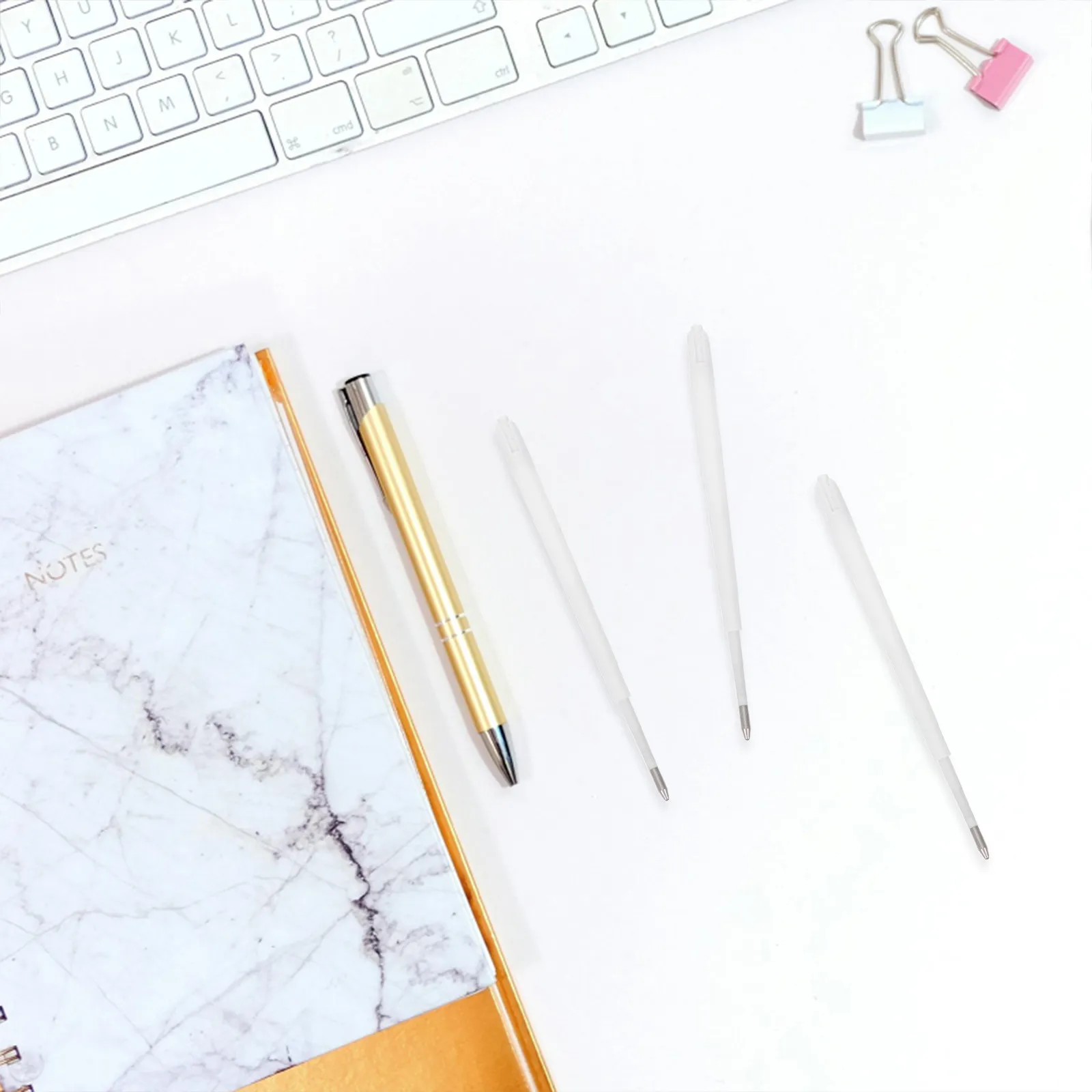 

100Pcs Professional Blue Ballpoint Pen Refills Smooth Flow Quick Replace for Retractable Pens Stationery Office