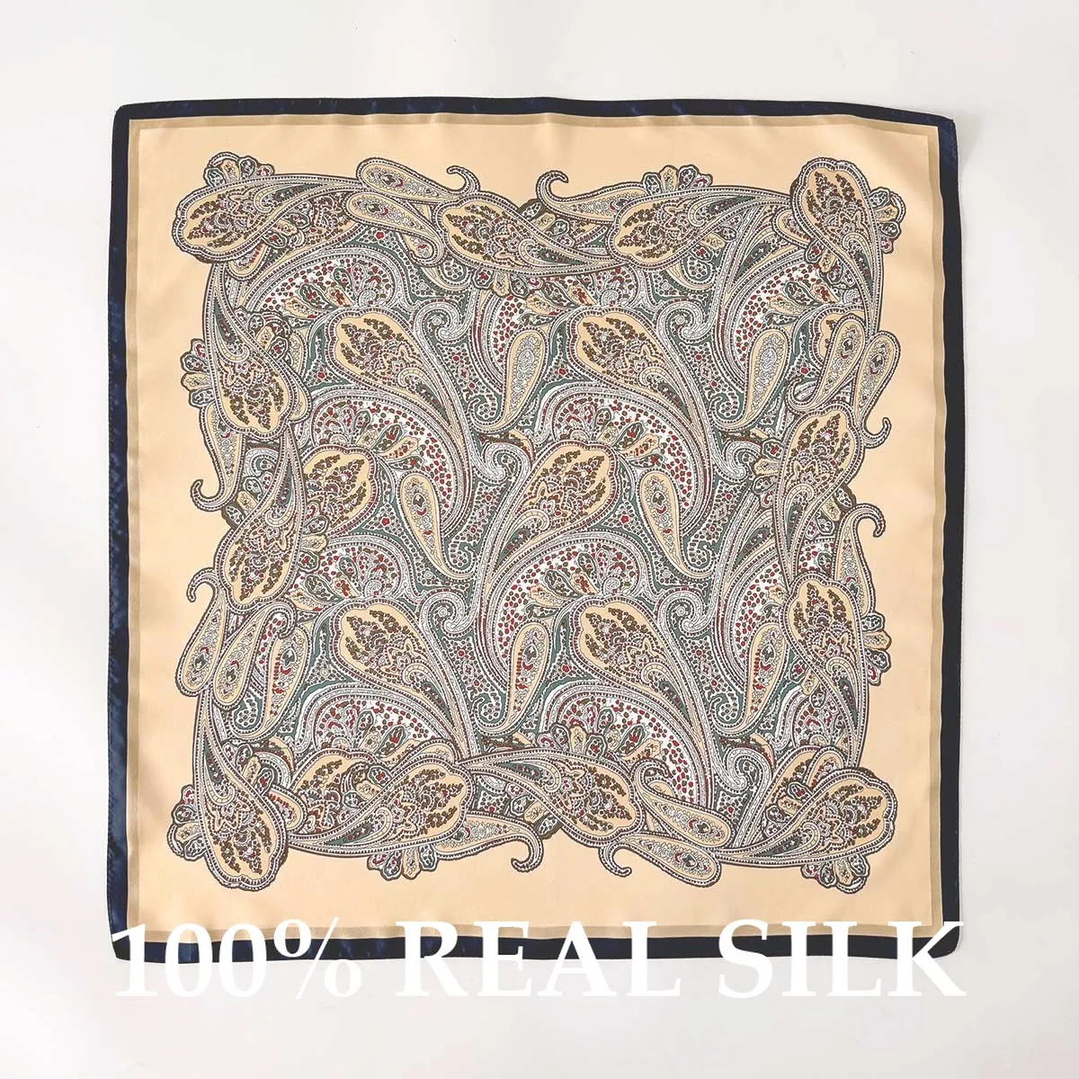 

100% Natural Silk Square Scarf Paisley Scarves Sun Protection Shawl Light Wrap Hijab Foulard Bandana Pashmina Poncho Decoration