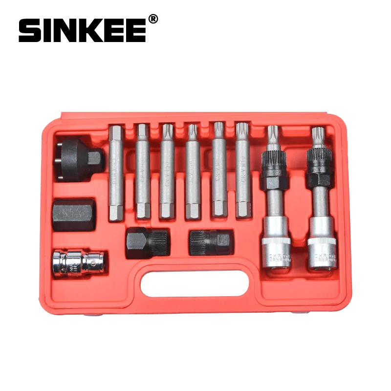 13Pcs Alternator Freewheel Pulley Removal Engine Auto Tool Set For Mercedes Benz BMW SK1085