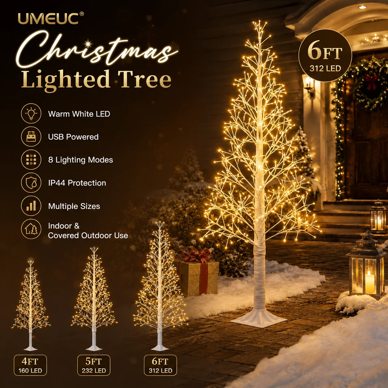 Outdoor Power For Christmas Lights - Weihnachtsbaum mit Beleuchtung, 4FT, 5FT, 6FT,