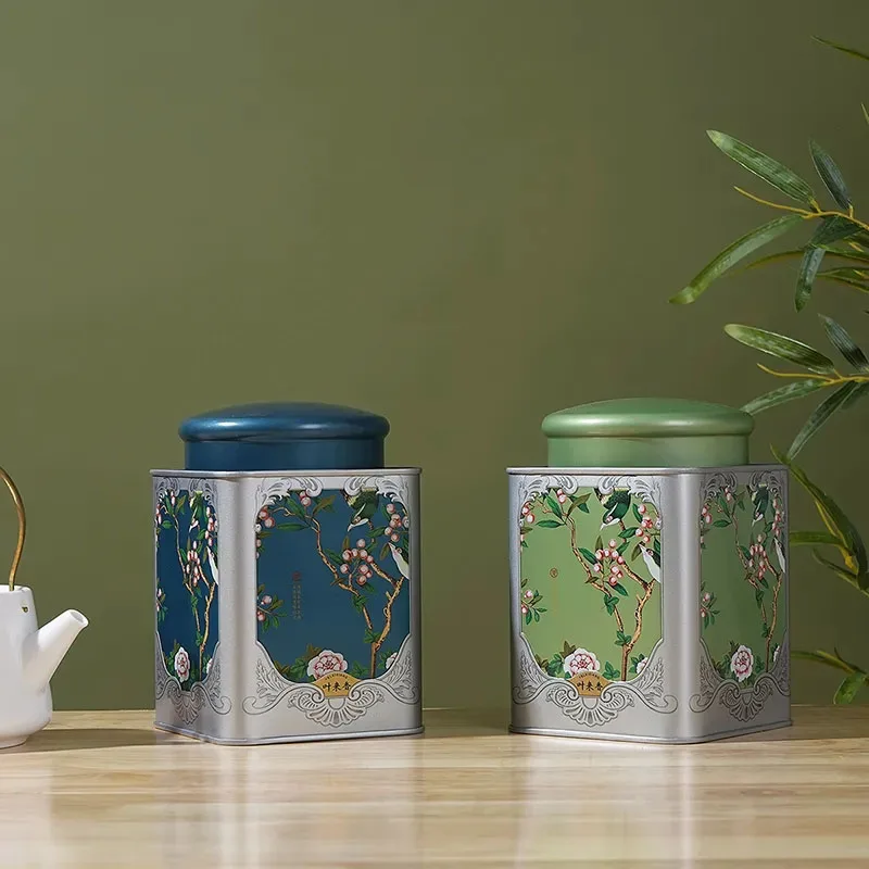 New Large-capacity Metal Tea Storage Cans Creative Printing Pattern Round Shape Tea Sealed Caddy Retro Style Tea Packaging Boxes