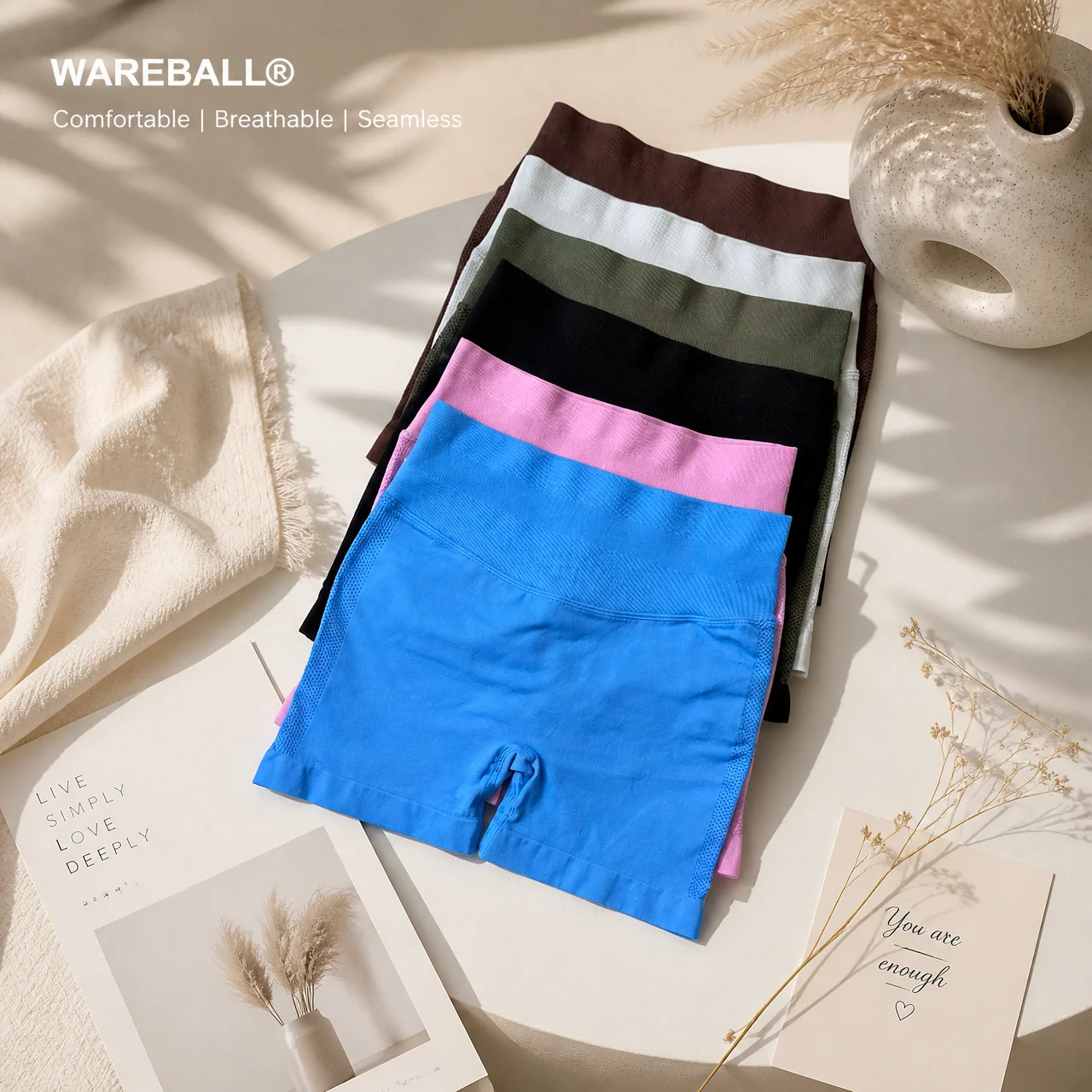 WAREBALL Shorts Gym Clothes Women Seamless Leggings Waist Fitness Scrunch Booty Tights Workout Push-up Running Cycling Shorts