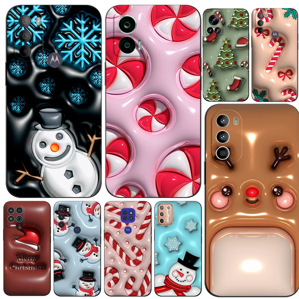 Black Tpu Case For Motorola Edge 20 Lite Pro 2021 S Moto E20 E30 E40 E7 4G G 5G Plus Christmas Art