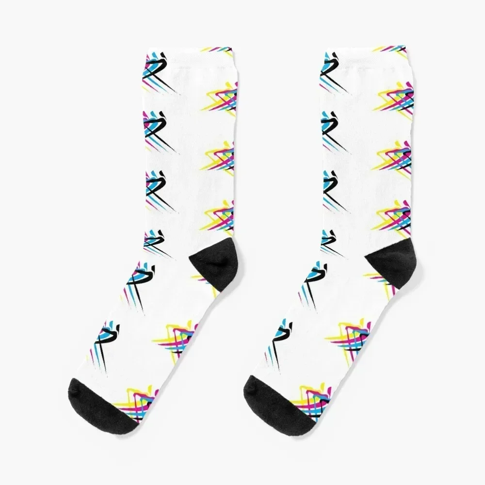 Rower in CMYK ink 4 Socks fashionable Rugby Run floor Ladies Socks Men's