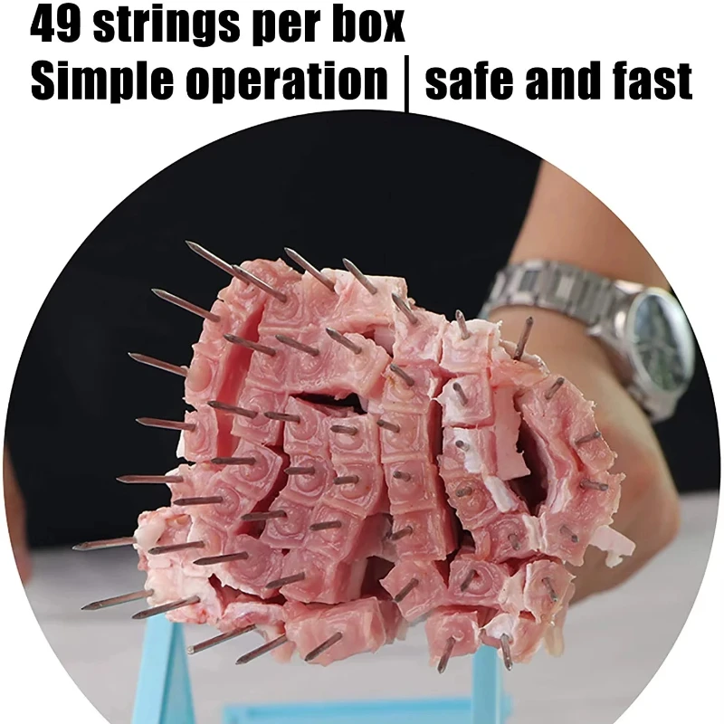 BBQ Meat Skewer Maker 49 Holes Segmentation Beef Lamb Barbecue Cutter Portable Meats Skewering Maker Box Kitchen Accessories Kit