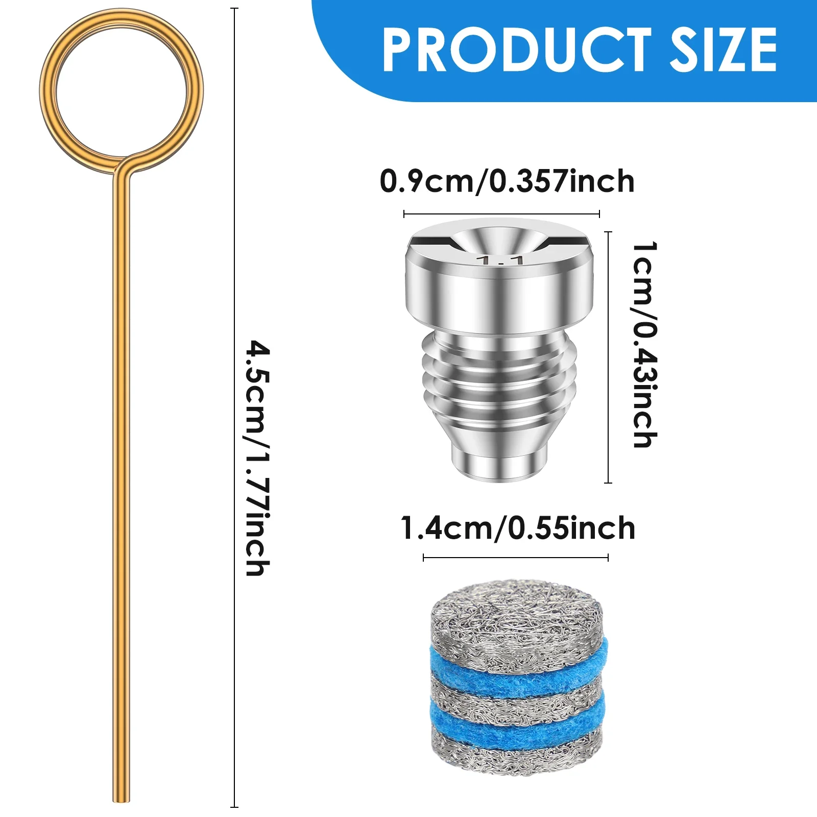 1.1 mm Stainless Steel Nozzle Rust Resistant Foam Maker Heat Resisting Orifice Nozzle Tip Most Pressure Washer