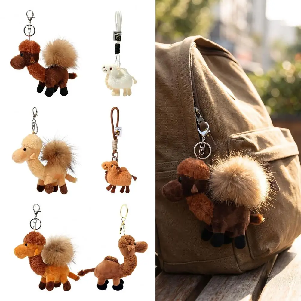 Cute Camel Plush Keychain Soft Stuffed Animal Pendant With Detachable Metal Buckle Charm For Keys Backpack Everyday Accessory