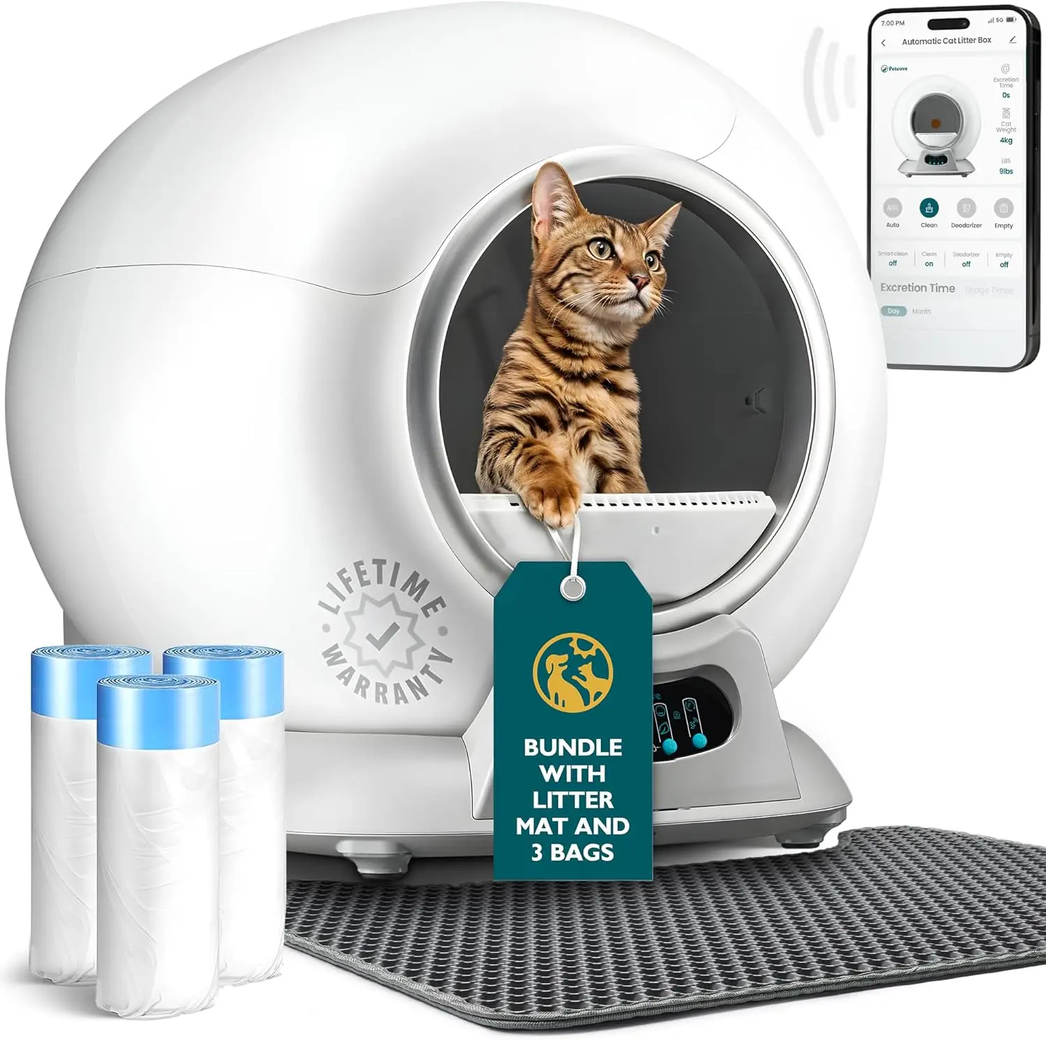 

Automatic Multiple Cat Litter Box With Self Cleaning And Smart App Control