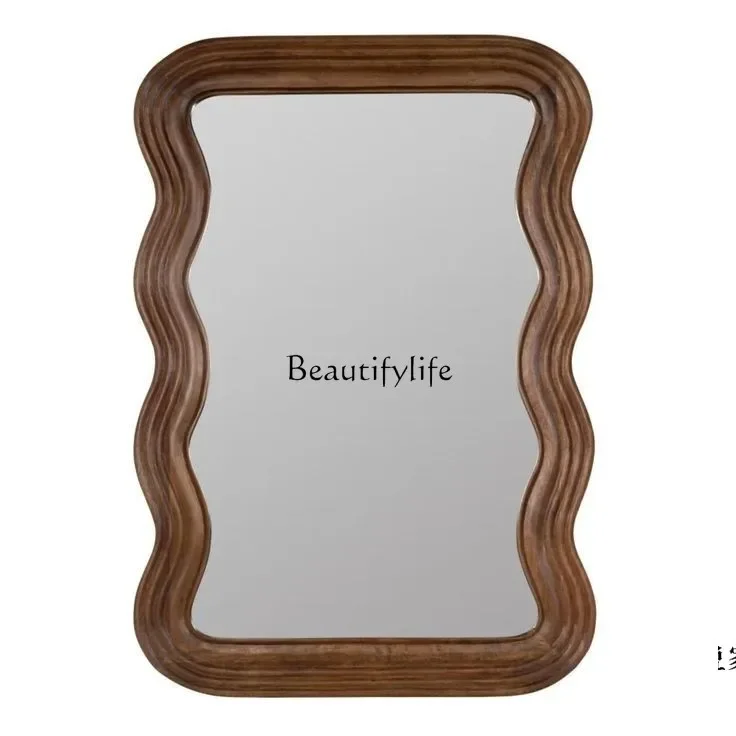 

American Retro Bathroom Mirror Wall Hanging Bathroom Wall French Style Mid-Ancient Wave Makeup Mirror