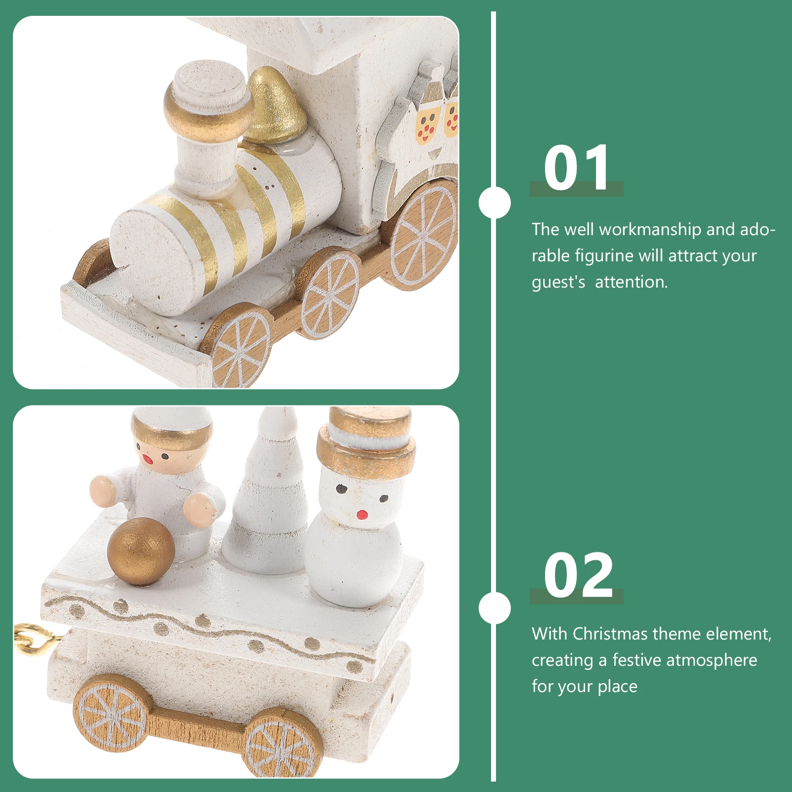 

Wooden Train Toy Christmas Ornament Miniature Decorative Favors Festive Xmas Party HomeDecoration NonRemoteControl Safe