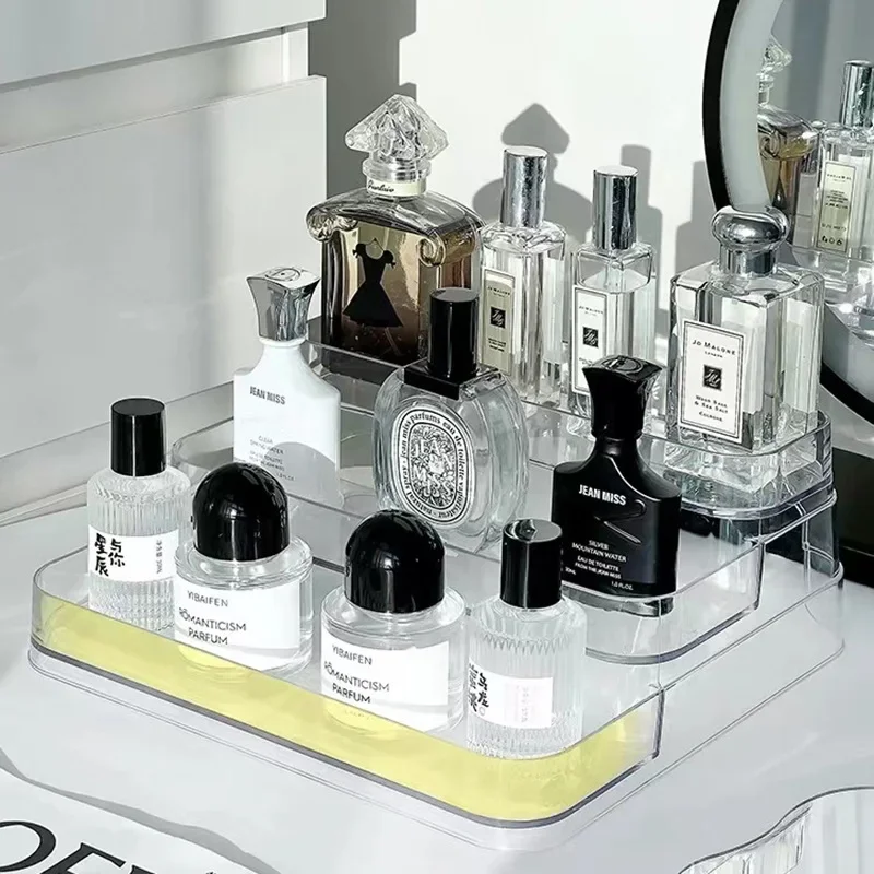 

3 Tier Desktop Perfume Shelf PET Cosmetic Organizer Bathroom Makeup Rack Doll Display Stand Kitchen Seasoning Organizer