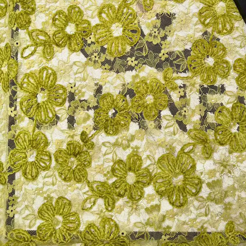 

Latest 3D Rope Embroidered Floral Full Lace Mesh Jacquard Fabric for Clothing, Dresses, Home Decor lace fabrics