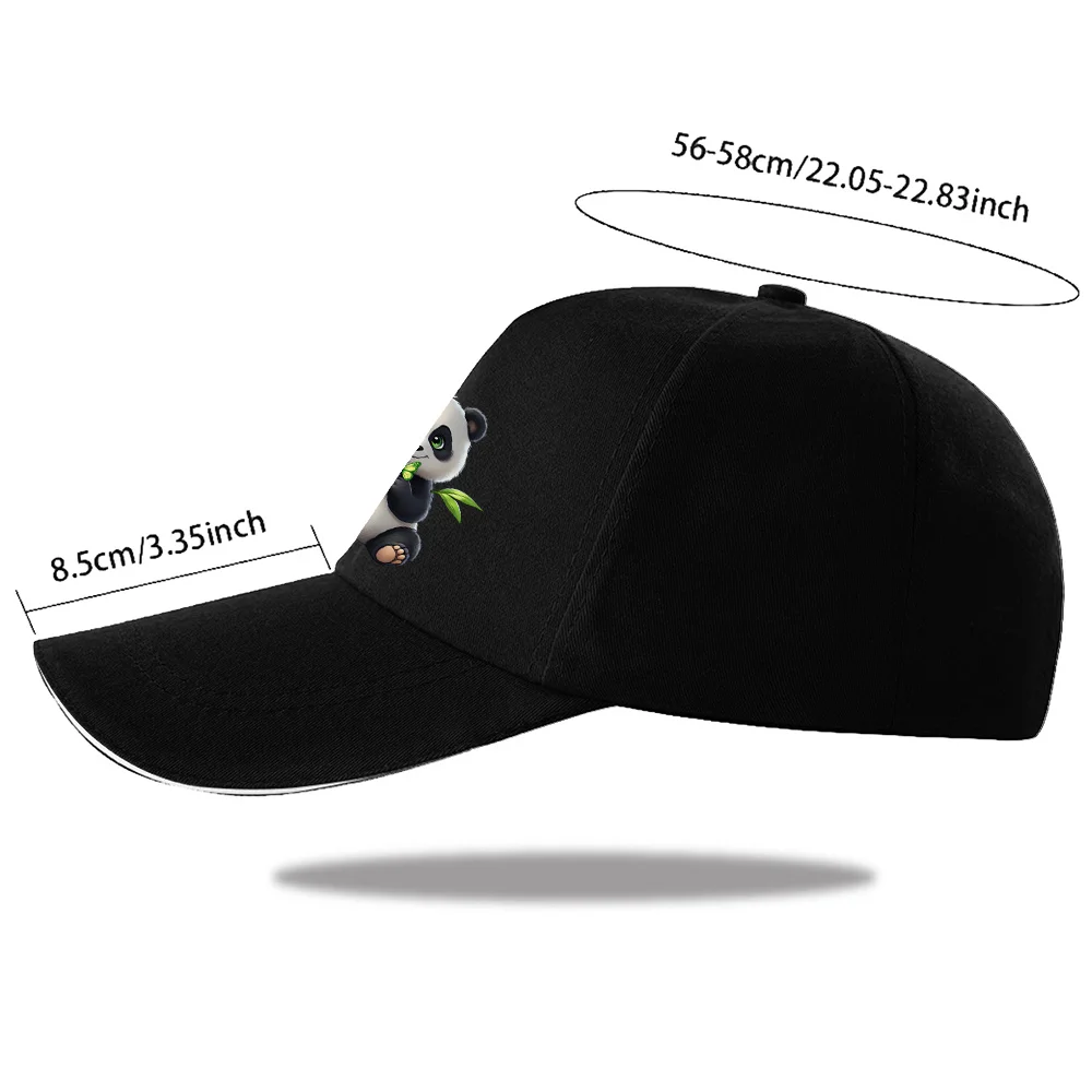 Cute Panda Holding Bamboo Baseball Cap Unisex Polyester Adjustable Outdoor Graphic Hat