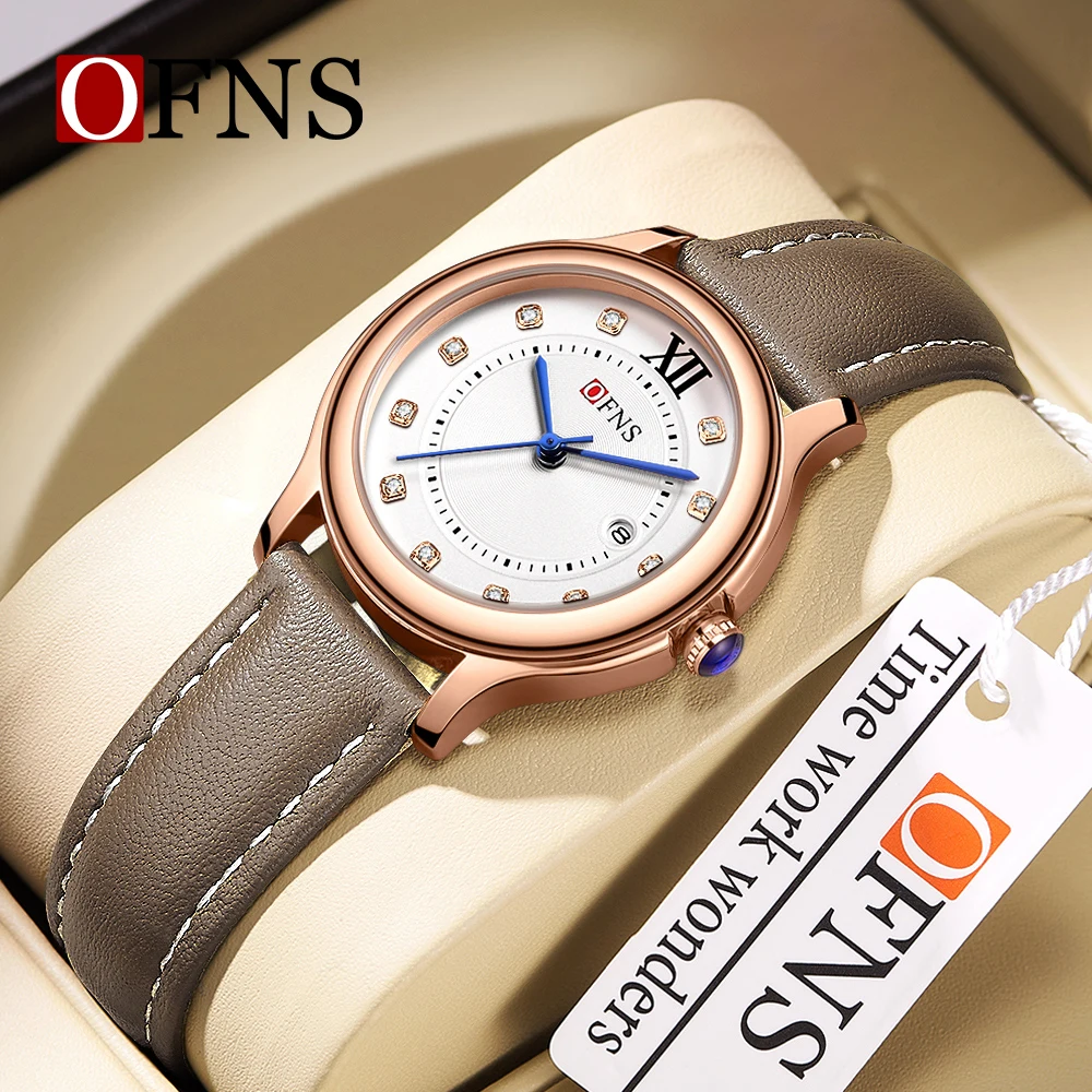 Ofns Merk 1513 Dames Quartz Horloge Gepersonaliseerde Trend Dames Licht Luxe Elegante Vrijetijdskalender Waterdicht Horloge