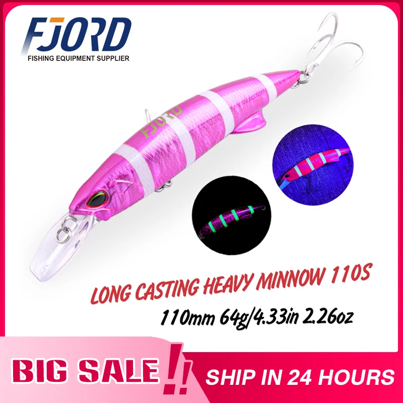 

FJORD Glow UV 110mm 64g Sinking Hard Baits Fishing Lure Long Casting Sea Depth Saltwater Trolling Lures Swimbaits Fishing Items