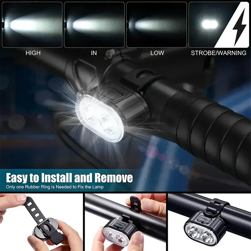 Cycling Bicycle Front Rear Light Set Bike USB-C Charge Headlight Light MTB Waterproof Taillight LED Lantern Bicycle Accessories