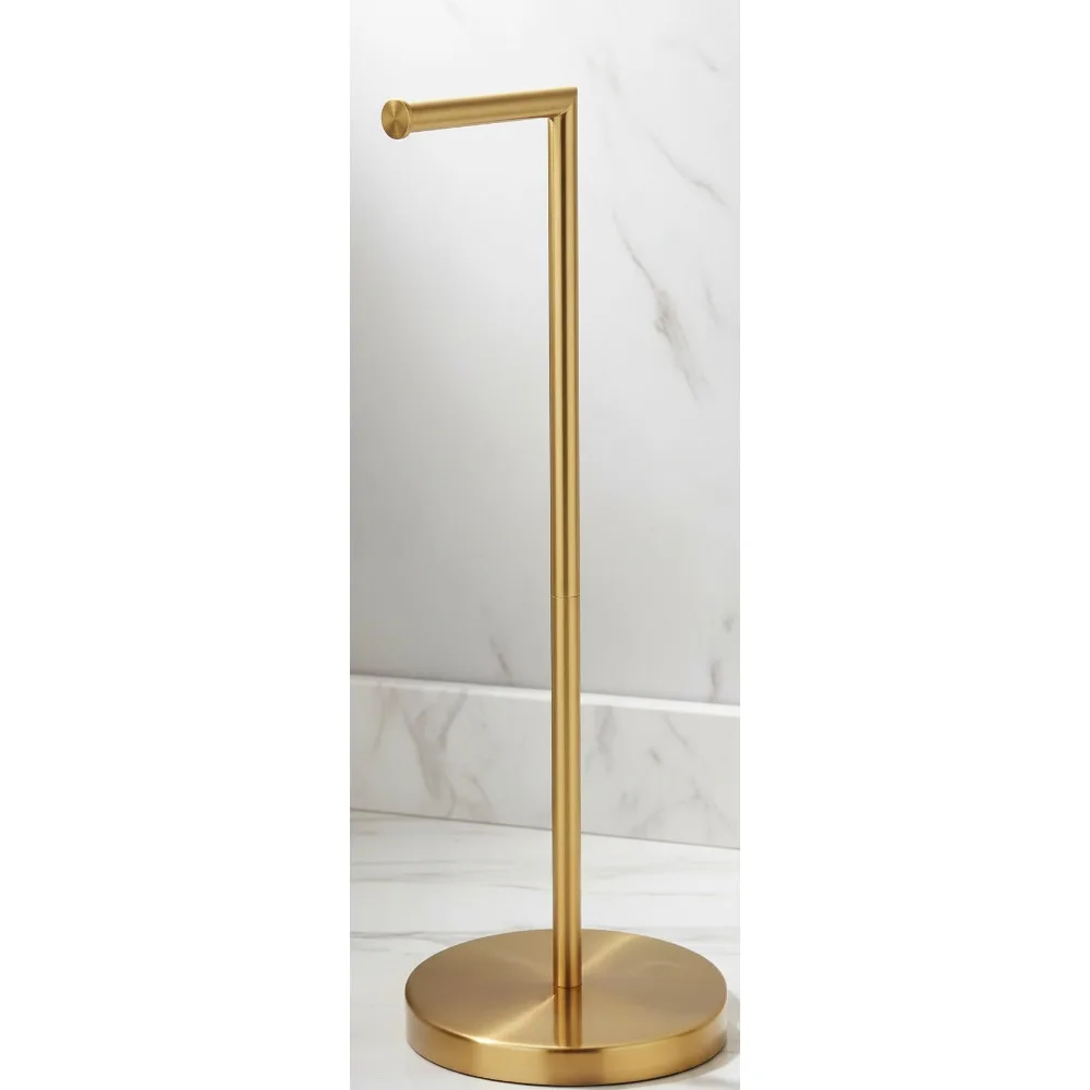 

Brushed Gold Toilet Paper Holder Stand, Stainless Steel Freestanding Bathroom Kitchen Roll Holder with Weighted Base