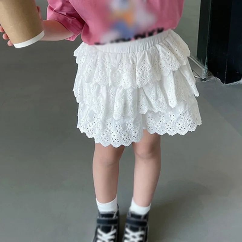 Korean Casual Girls Skirts Summer Solid Color Cake Skirt  For Girl Sweet Tutu Dress Skin Friendly Soft Children's Clothes 1-6Y