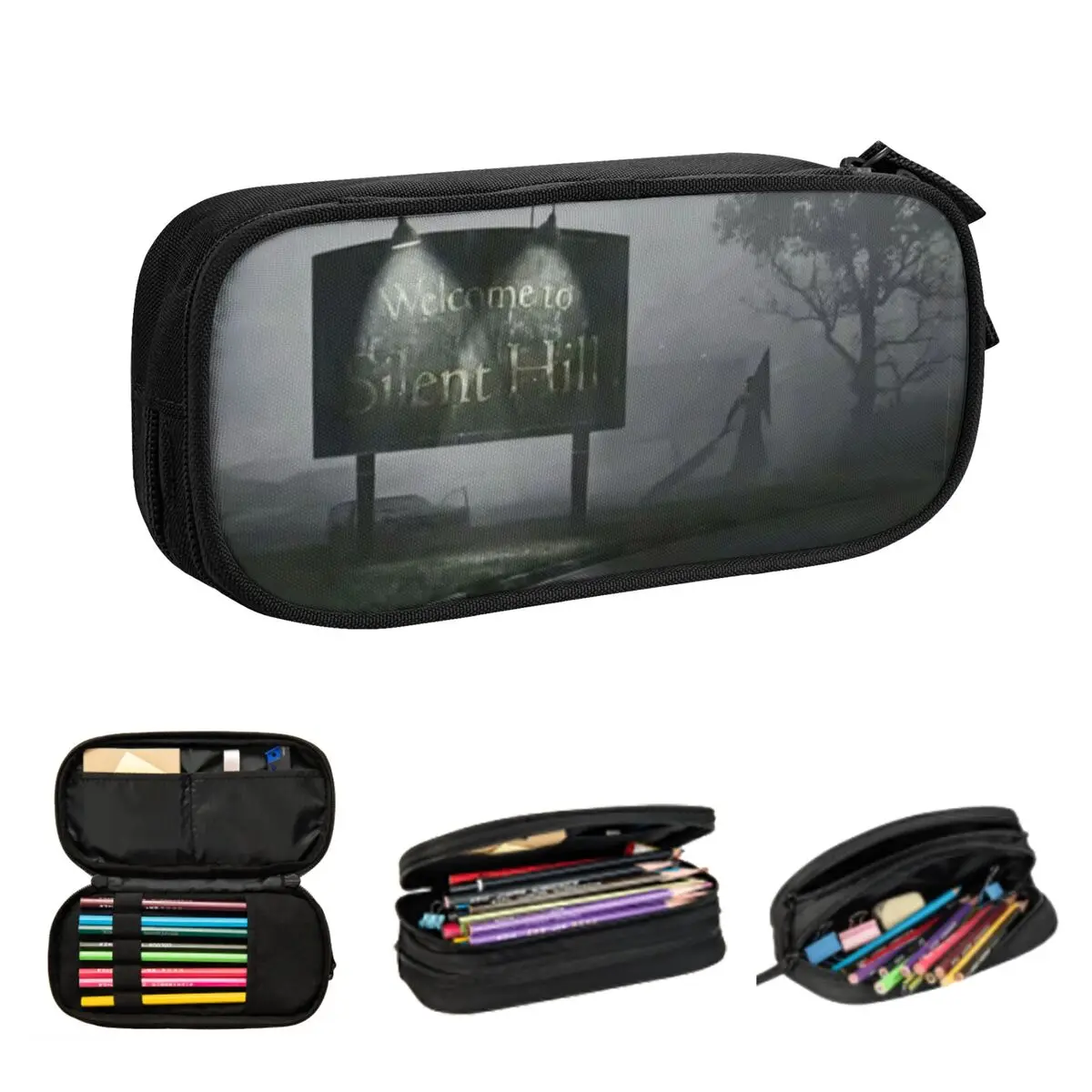 サイレントヒルへようこそ 学生用鉛筆ケース ギフト ペンボックス 鉛筆バッグ 大容量鉛筆ポーチ ペンホルダー