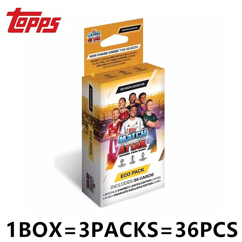 

36Pcs/Box Cards 2026 New Season Topps UCC Match Attax 2025/26 Booster Pack Game Collection Card Football Star Card Fan Toy Gift