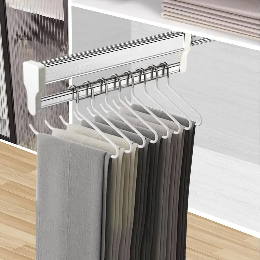 

Out Clothes Hanger Rod Adjustable Wardrobe Clothing Rail Hanger Rack Bar for Pants Clothes Stainless Steel 447mm 17.6inch