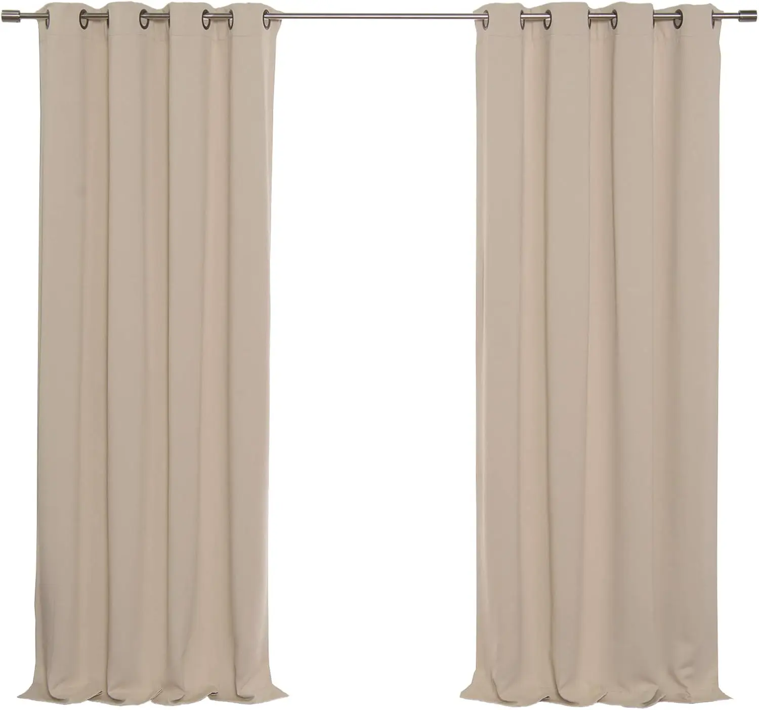 

Premium Flame Retardant Thermal Insulated Fire Retardant Blackout Curtain Antique Bronze Grommet Top Beige (2 Panel)